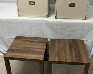 Lot 81: Two square Side Tables, 2 square cube tables/storage