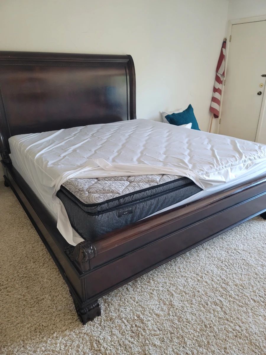 Solid wood King sleigh bed