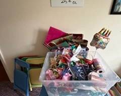 mini table with 4 mini chairs and other gift bags, etc.