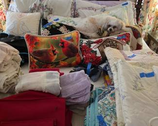 Pillows, bedding, quilts, sheets