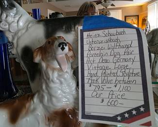 Pair Borzoi Woolfhound figurines German.  This piece books for over $1,200