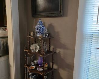 Curio shelf filled with trinkets