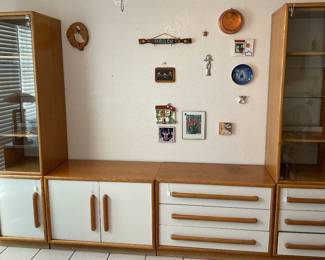 77x18x18” (side cabinets ) 36x19x26”(each middle cabinet)