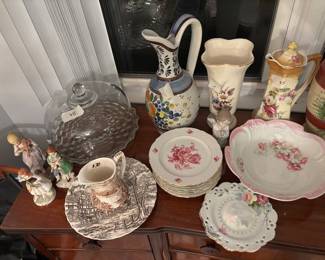 Schuman Germany Salad plates, vases, figurines, covered cake plate.
