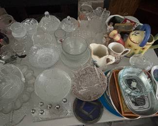 Variety of glassware, lead crystal, serving pieces