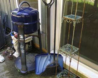 BBQ, Shovels, outdoor items.