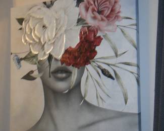 Lady under flowers art