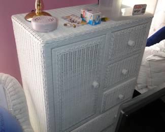White Wicker Dresser 48 1/2x32 1/2x16 1/2" deep