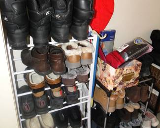 Shoes and boots and shoe racks