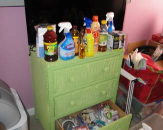 Green wicker dresser