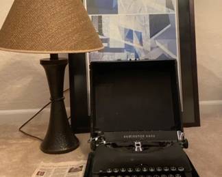 Remington Rand Typewriter, Triptych Print  Lamp