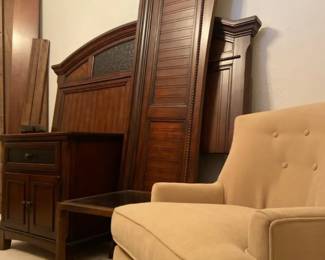 Ornate Bed Frame, End Table, Swivel Chair  Mini Table