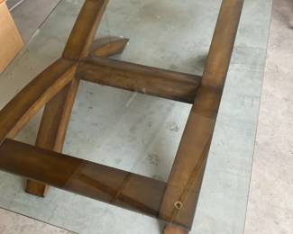 Arched Wood And Beveled Glass Coffee Table