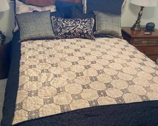 Ornate Black  Gold Comforter  Pillows