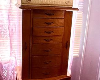 Wooden Jewelry Armoire with Cabriolet legs
