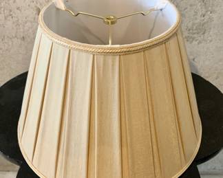 Pleated Silk Lampshade in Ecru w/ Cord Trim