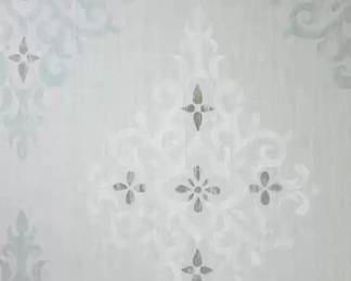 Approx. 10 Rolls Nina Campbell Distressed Damask Pattern Wallpaper in Aqua & White