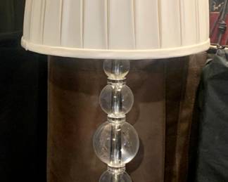 Crystal Vanity Table Lamp w/ Pleated Shade