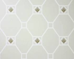 Approx. 20 Rolls Nina Campbell Trellis w/ Diamond Stud Wallpaper in Pale Gray & Gold