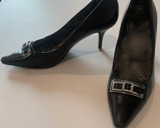 Women's Black Dress Heels w/ Buckle Accent Sz 8