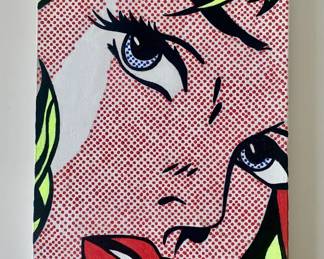 New Acrylic on Canvas- Girl with Hair Ribbon by Roy Lichtenstein