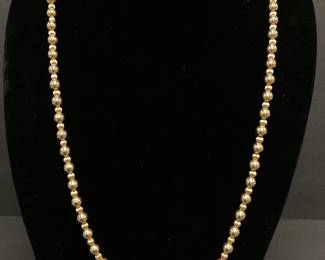 Two 14k Beaded Necklaces 7.80 grams 22 inches and 16 inches