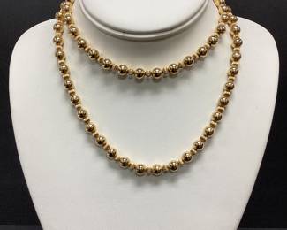 Two 14k Beaded Necklaces 7.80 grams 22 inches and 16 inches