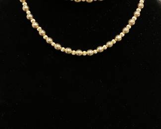 Two 14k Beaded Necklaces 7.80 grams 22 inches and 16 inches