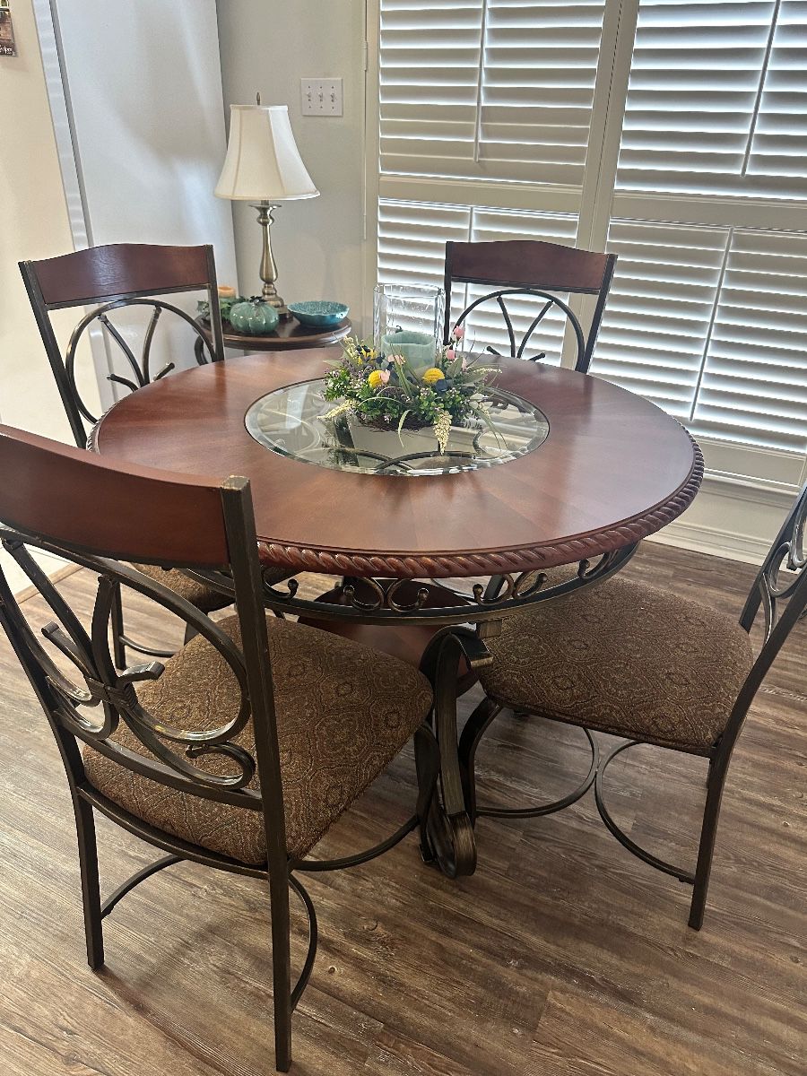 Dining room glass, metal and wood 