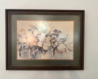 Magnolia painting framed 