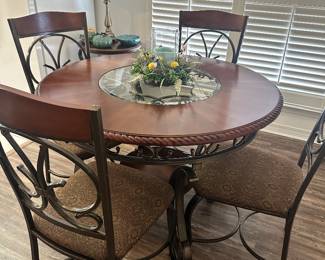 Dining room glass, metal and wood