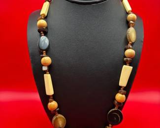 Vintage Beaded Wood Necklace