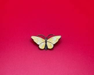 Vintage Norway Sterling Silver Enamel Butterfly Brooch