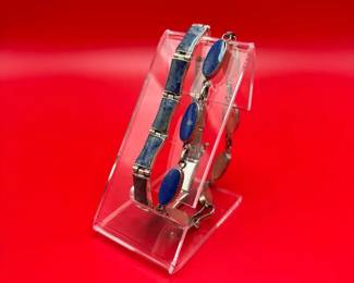 Pair Of Silver And Stone Link Bracelets