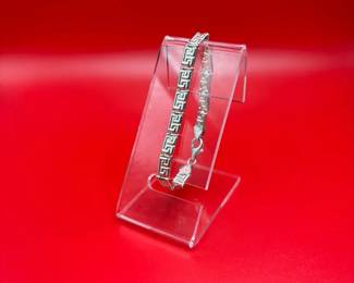 6.5 Sterling Silver Greek Key Meander Bracelet