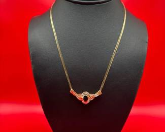 10KT Yellow Gold Sapphire And Diamond Necklace WITH APPRAISAL