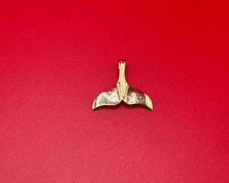 14K Yellow Gold Whale Tail Pendant