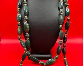 Amazing 58 Vintage Bloodstone Beaded Necklace