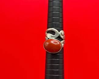 Vintage TAXCO Mexico Sterling Silver Stone Ring