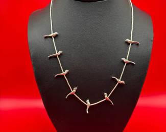 Vintage Sterling Silver Bird Fetish Necklace