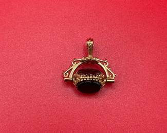 Vintage 9ct Yellow Gold Stone Swivel Pendant