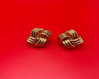 Solid 14K Yellow Gold Clipon Knot Earrings