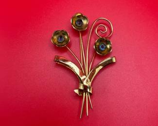 Beautiful Vintage Coro Sterling Silver Floral Brooch