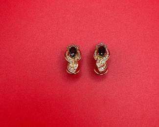 10K Yellow Gold Earrings With Gemstones