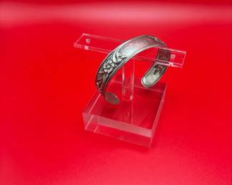Sterling Silver S. Kirk Son Floral Monogram Cuff Bracelet