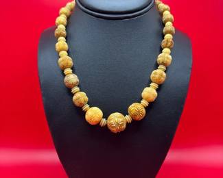 Vintage Butterscotch Celluloid Beaded Necklace