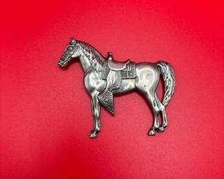 Incredible Large Sterling Silver Horse Brooch