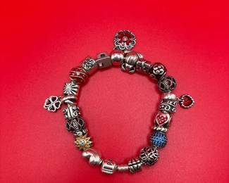 Sterling Silver Pandora Charm Bracelet