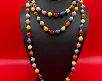 05 Art Deco Harlequin Colorful Beaded Necklace