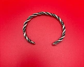 Vintage Silver Navajo Rope Twist Cuff Bracelet